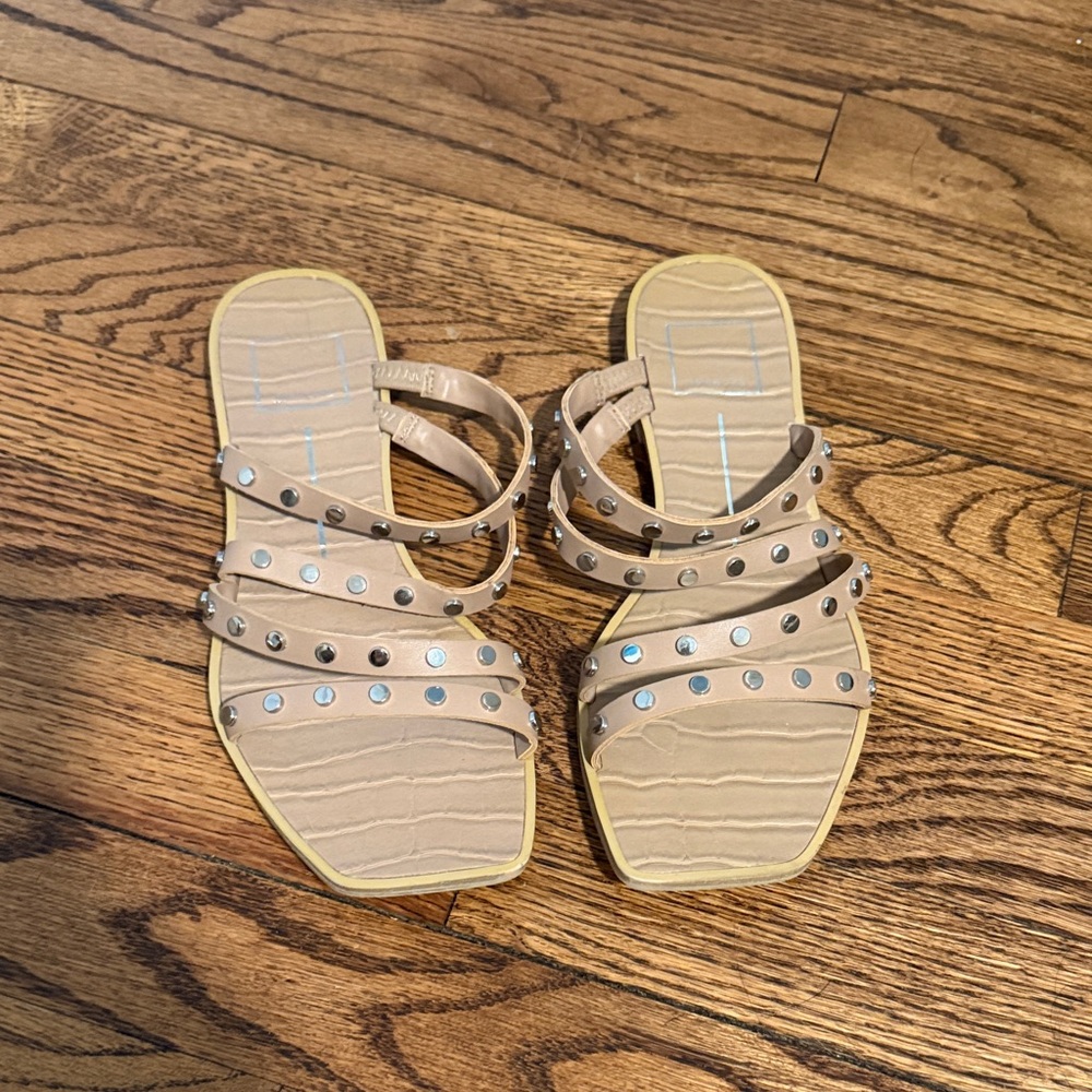 Dolce Vita Beige Studded Strappy Slide Sandals - Women
